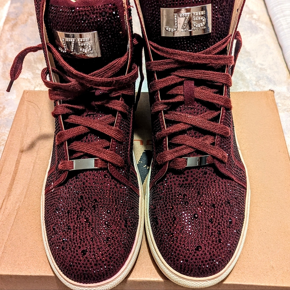 New J75 Burgundy High-Top Sneakers w/Matching Facemask